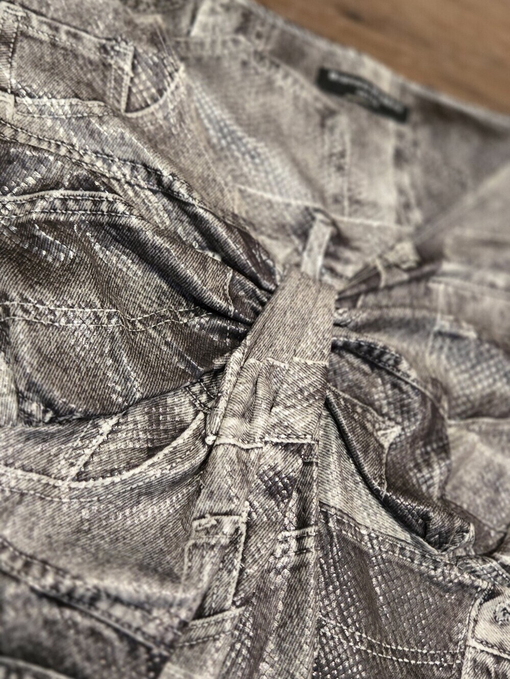 Bianca Nygård Petite Trompe L'oeil Denim & Snakeskin Print Top - Picture 3 of 5